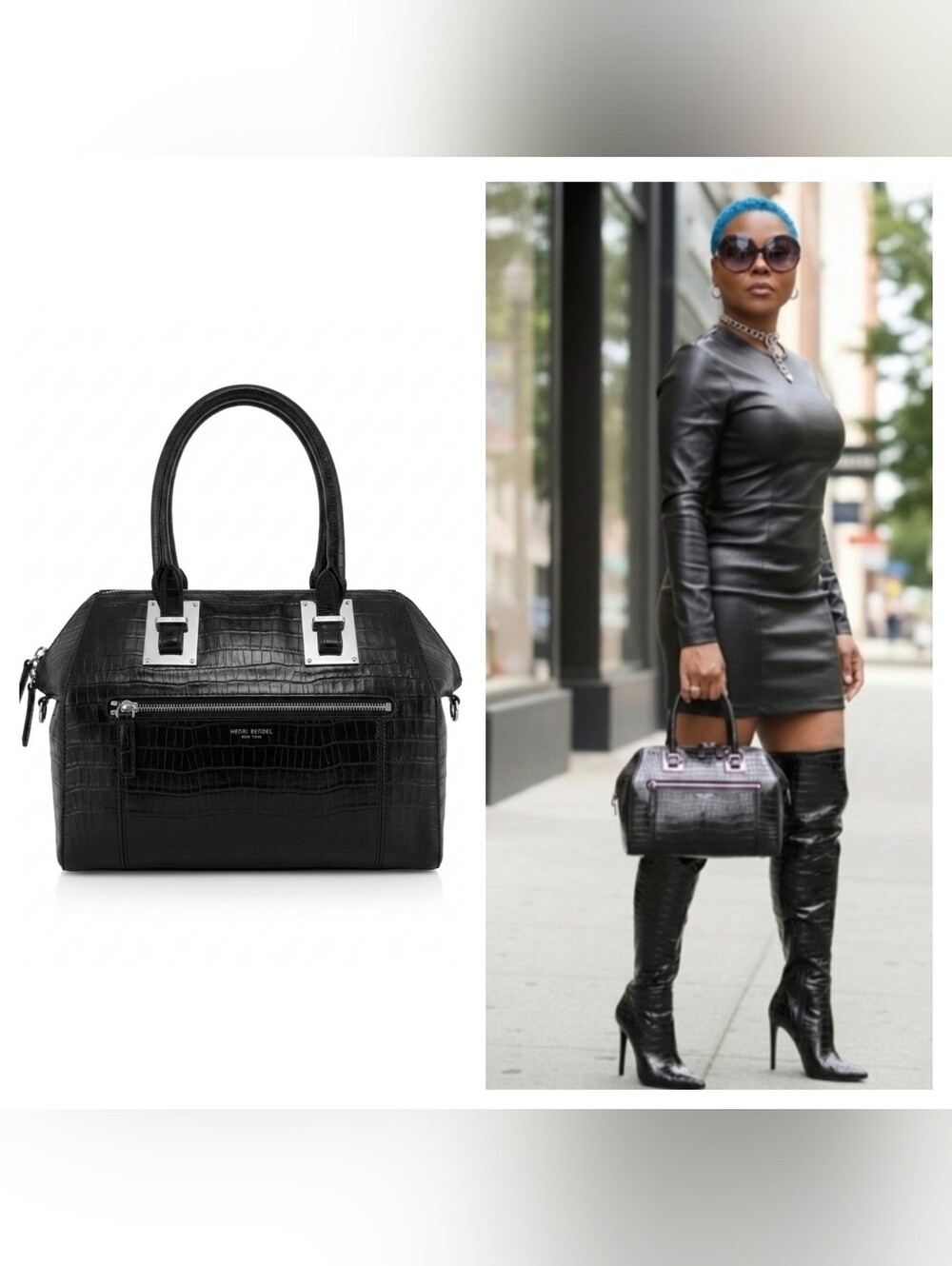 Henri Bendel New York The Satchel -Croco Satchel Handbag NWT